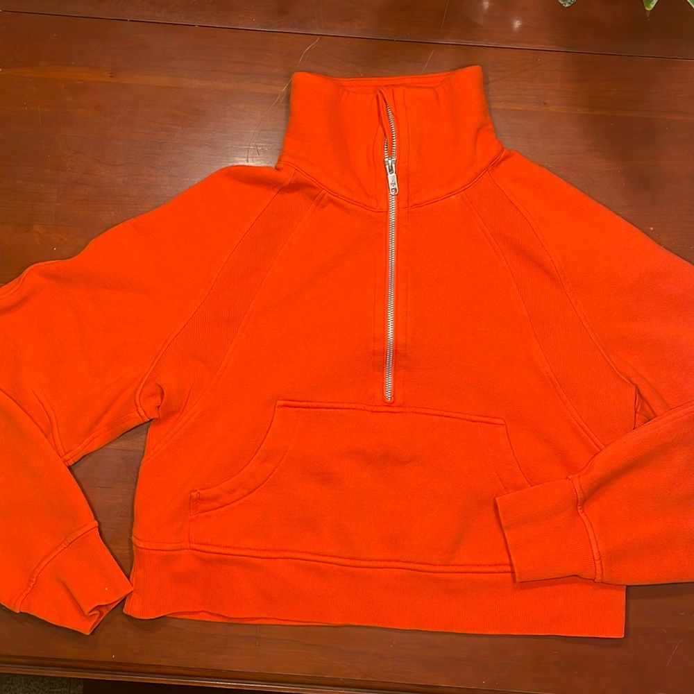 Lululemon half zip, oversized, scuba.  XS/S. Orange